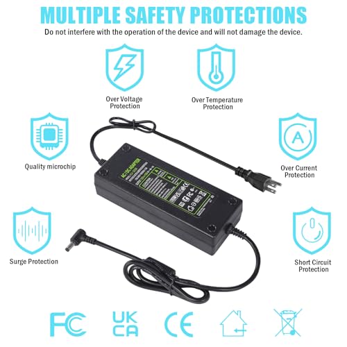 AC 100-240V to DC 12V 10A Power Supply Adapter Converter Transformer 12 Volt 10 Amp 120W with 5.5mm x 2.5mm /2.1mm DC Output Jack for 5050 3528 LED Strip Light CCTV Cameras 3D Printer3