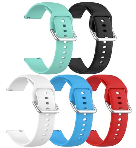 TenCloud 5 Pack Bands Compatible with TOOBUR IDW17 IDW13 IDW19 Women Men Soft Silicone Wristband Replacement Strap for Smart Watch IDW17