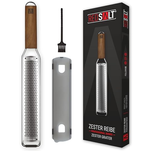 REDSALT® Premium Zester Grater Stainless Steel, Silver, Walnut, Single Zester Blade