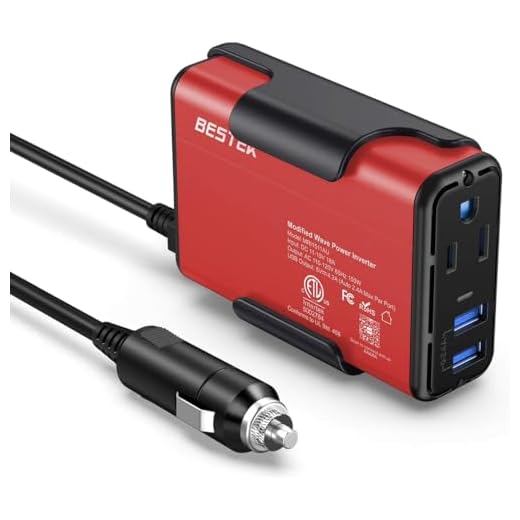 BESTEK 150W Power Inverter DC 12V to 110V AC Converter 4.2A Dual USB Car Adapter, Thinner Design with ETL Listed