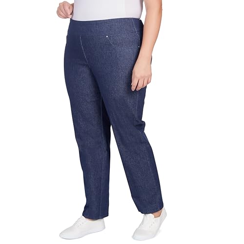 Ruby Rd. Womens Womens Plus-Size Mid-Rise Pull-on Straight Extra Stretch Light Weight Denim Pant3