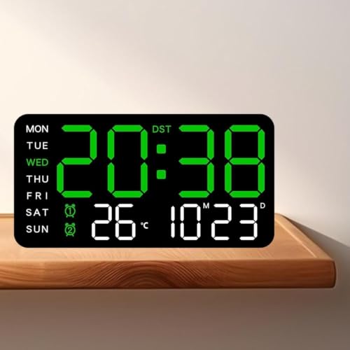 Image of DRUCILA 9''Large Digital Wall Clock, Led Alarm Clock with Big Digits, Date, Temperature, DST, Modern Decor Design for Desk,5-Level Brightness for Room, Bedroom, Gift, USB Powered Yougster and Elderly.