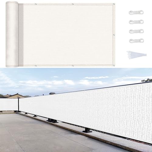 Balcony50 x 600 cm, protección UV, protección contra el viento y el sol, ventilada, valla de privacidad para exteriores, con ojales y cuerda para jardín, patio y balcón, color blanco