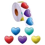 600Pcs Heart Shaped Sticker Labels, 3D Love Heart Stickers for Holiday Envelopes, Weddings, Valentin