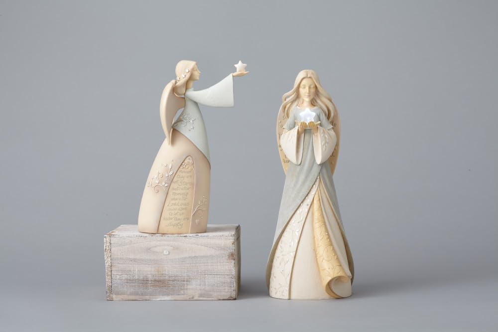 Enesco Foundations Collection Loved Ones Shine Down Bereavement Angel Figurine- Resin Hand Painted Collectible Decorative Angels Figurines Home Decor Memorial Statue, 9 Inch