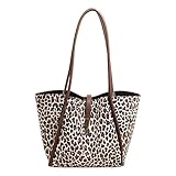 PU 脇下バッグ ラージクロージャー 脇下 パック ヒョウ柄 カジュアル バッグ 女性 仕事 オフィス 旅行 ショッピング, ベージュ