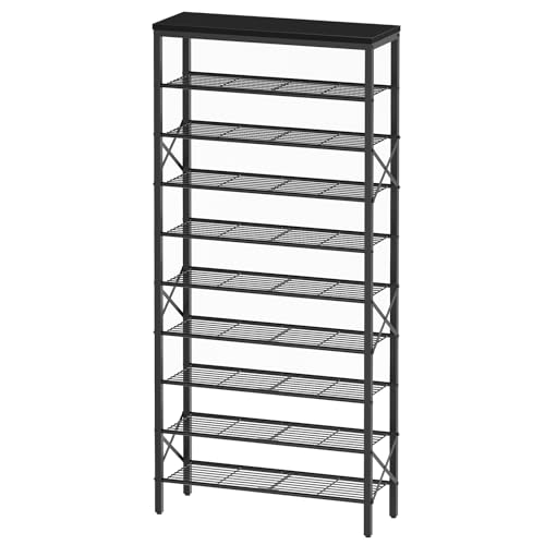 YATINEY 10 Tier Shoe Rack, Large Capacity Shoe Storage Organizer Holds 40 Pairs, Sturdy and Stable, for Entryway, Hallway, Closet, Dorm Room, Black SS10BB