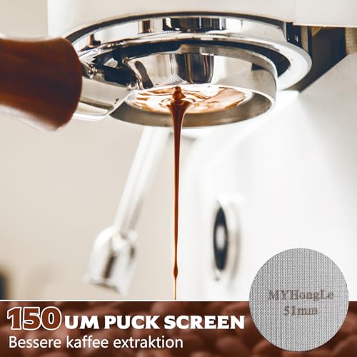 2 STK Puck Screen 51mm, 1.7mm Dicke 150μm Edelstahl Espresso Sieb für Siebträger Zubehör, Kaffee Puck Sieb, Wiederverwendbare Metall Kaffeefilter für Portafilter Kaffeemaschine(2 Stück 51mm)