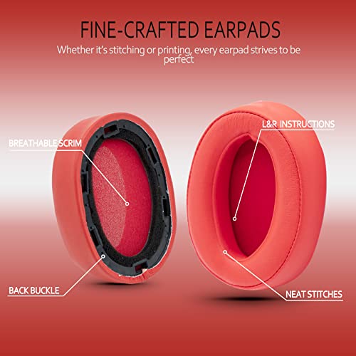 Image of Krone Kalpasmos Ear Pads for Sony WH-H900N, Compatible with Sony MDR-100ABN Headphones Over Ear Cushion, Soft Memory Foam Protein Leather Replacement Earpad Sony Headset Repair Part (Red)