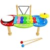 keepdrum Kinder Musik-Center Musiktisch Schlagzeug mit Glockenspiel