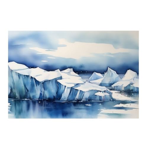 Mer avec banquise aquarelle impression de haute qualité poster carré 50x50 cm GAEKKO