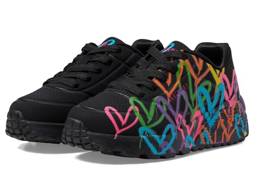 Skechers Kids Girls Uno Lite-Spread The Love Sneaker, Black/Multi, 2, Little Kid by Skechers - Used condition - Image 2