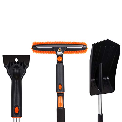 Snow Moover 39" Extendable Snow Brush With Squeegee, Ice Scraper & Emergency Car Snow Shovel - Foam Grip - Auto Window Ice Removal - No Scratch Removal Tool - Trucks Suv - Vehicle Windshield #TOP2