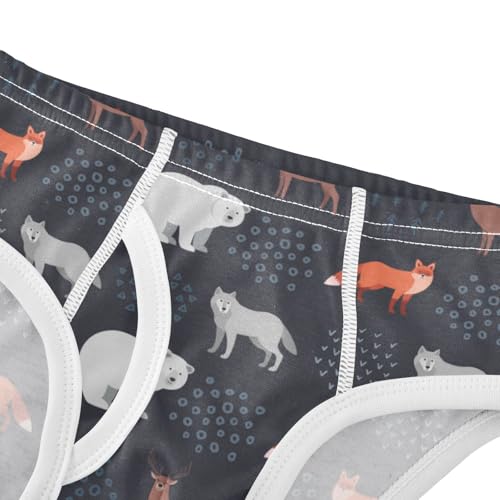 Boys' Exclusive Briefs Toddler Underwear 95% Combed Cotton Boxerbriefs 2T Fox and Bear Pattern 994