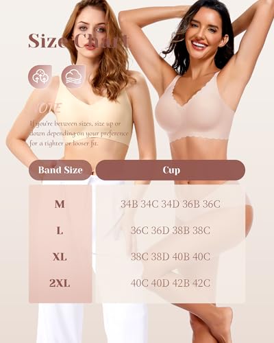 Image of 3-Pack Wireless Womens Bras No Underwire Seamless Jelly Bra Light Support Pullover Bralette Ultra Comfort Tshirt Bra