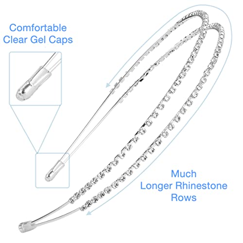 Serre-tête argenté strass cristal double rangée accessoire cheveux mariage chic