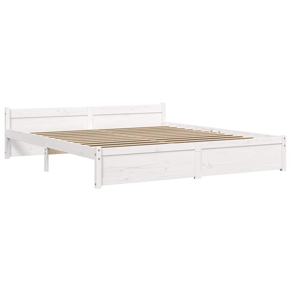 Massives Kiefernholz-Bettgestell, Holzbettgestell mit Kopfteil und Robustem Sperrholz für Schlafzimmer, Einzel- oder Doppelbett, Verschiedene Ausführungen (180 x 200 cm)