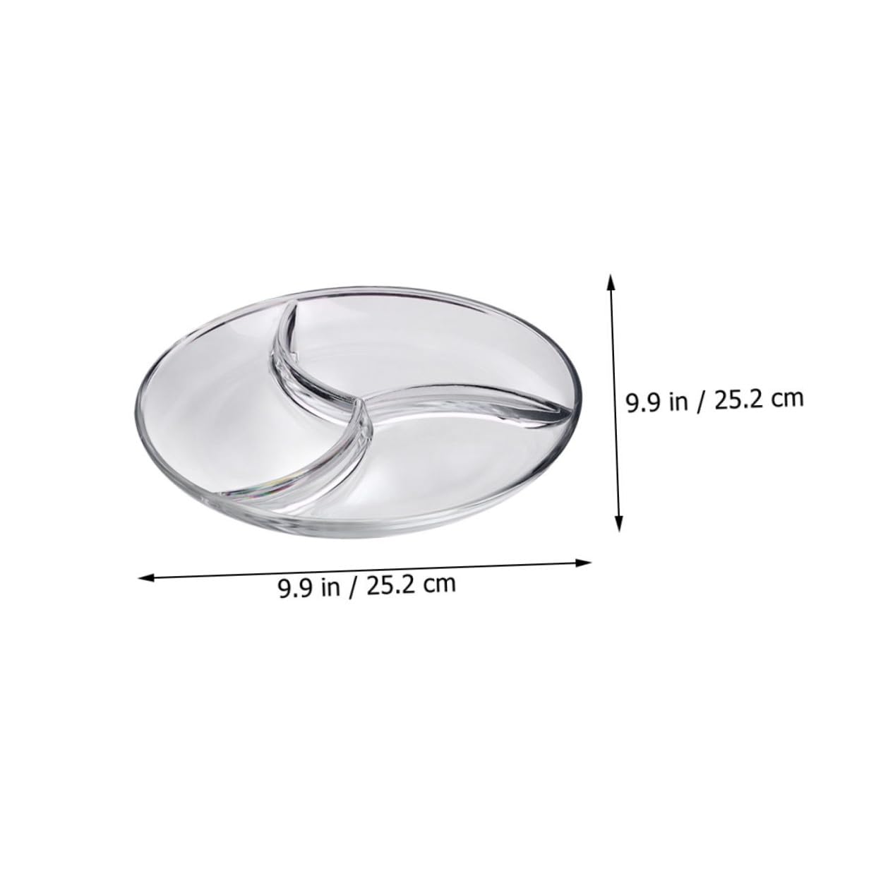 LABRIMP Assiette à 3 Compartiments en Verre Trempé, Plateau de Service Transparent, Qualité Alimentaire, Sûre, pour Restaurants et Cuisines Maison