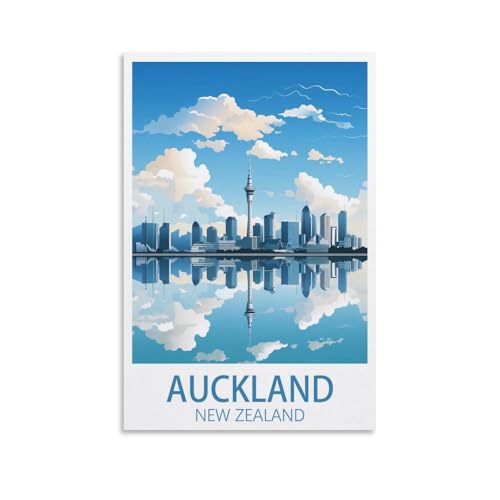 CNAHEIX Auckland New Zealand Vintage Travel Posters Lake 08x12inch(20x30cm) Canvas Wall Art Print Painting for Wall Decor Living Room Bedroom
