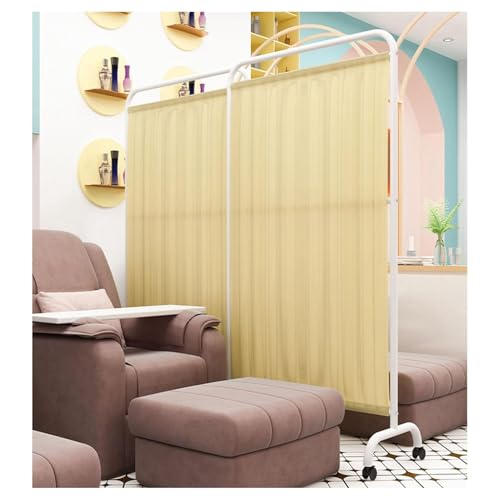 Paravent médical pliable jaune de 1,80 m de haut ajustable - 2