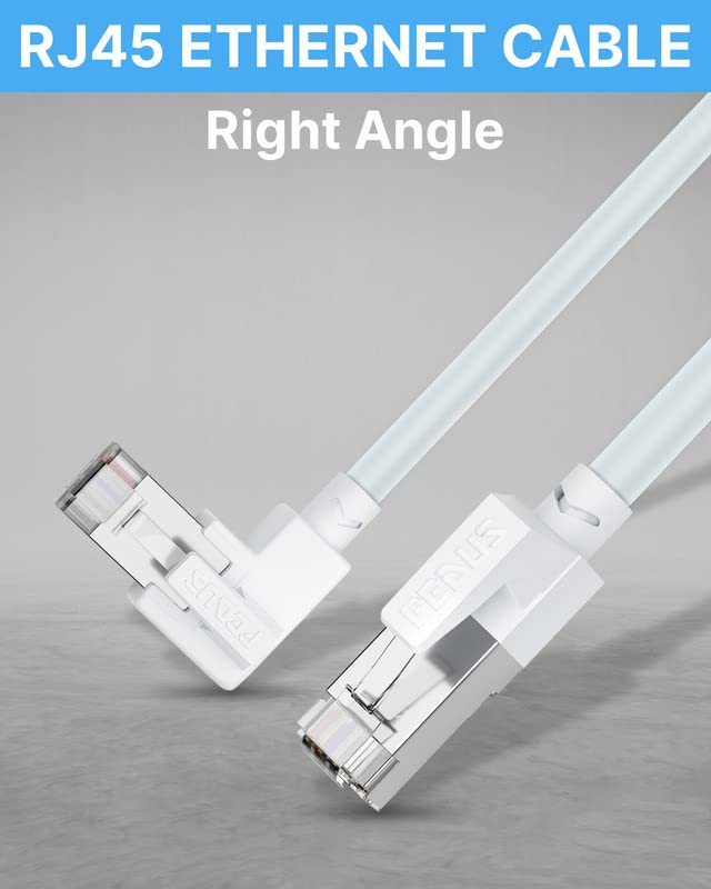 Image of FEDUS Cat6 Ethernet Cable, 10 Meter L-Shape High Speed 550Mhz 10 Gigabit Speed Utp Lan Cable, Network Cable Cord Gigabit Category 6 Wires For Laptop, Personal Computer, Router, Modem, Television