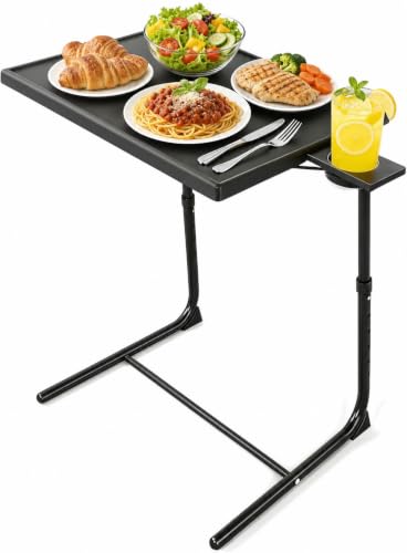 Image of LORYERGO TV Tray - TV Table for Eating, Folding Table Trays with 6 Height & 3 Tilt Angle, TV Tray Table with Cup Holder, Dinner Tray for Eating or Working on Couch, Bed, Living Room, Home & Office