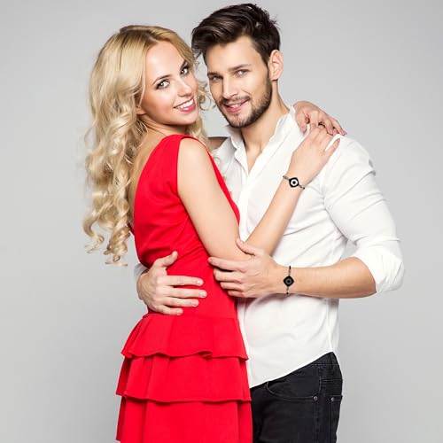 Long Distance Touch Bracelets,Vibration & Light up Couples Remote Smart Matching Bracelet for Couples Long Distance Relationship Girlfriend Boyfriend Xmas Gifts Bracelet Men Women Jewelry Set2