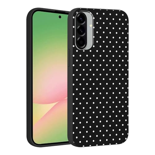 Foonary Polka Dot Phone Case for Samsung Galaxy A56 Cute Fashion Pattern Case 6.7", Aesthetic Trendy Stylish Design Women Girly Cover Camera Protective Gloss Soft Slim Silicone TPU Funda, Black