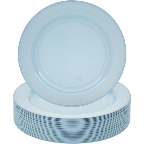 Fun Express 10 1/4" Premium Dusty Blue Disposable Plastic Dinner Plates - 25 Count