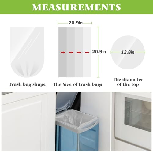 Image of 5 Gallon 50 Counts Medium Clear Trash Bags Garbage Bags by Teivio, Bathroom Trash Can Bin Liners, Plastic Bags for home office kitchen, Clear
