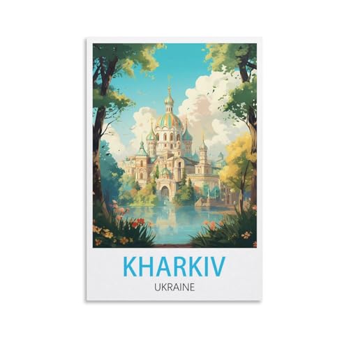 LICHNWW Kharkiv Ukraine – Affiches de voyage vintage – Impression sur toile pour salon, chambre à coucher, dortoir, maison, bureau – Décoration murale 20 x 30 cm