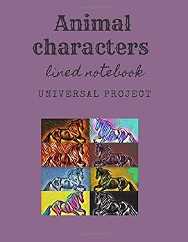 Animal Characters Lined Notebook : Notebook for School , Diary in Lines 8. 5 X 11 110 Pages