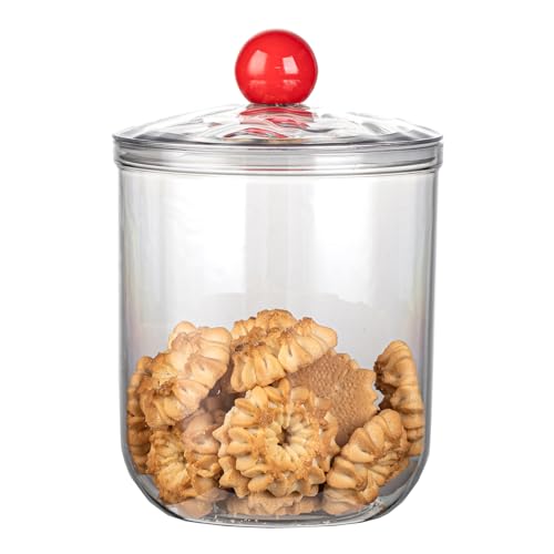 KEKEHOME 47oz Clear Candy Jar with Lid for Office Desk, Plastic Cookie Storage Jar for Kitchen Counter,1400ml