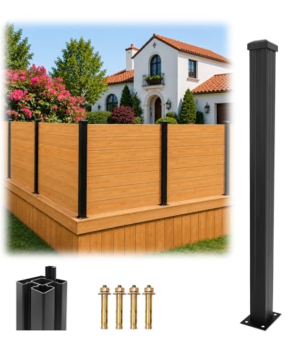 Tafbrik 1 Pack 45" Heavy Duty Aluminium Fence Post, No Dig Metal Post for Outdoor Privacy Fence Panels, Compatible with Wood Slats and Composite Boards for Patio, Backyard & Garden
