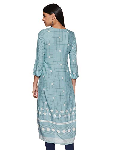 Image of Rangriti Blue Viscose Rayon Straight Kurta for Women
