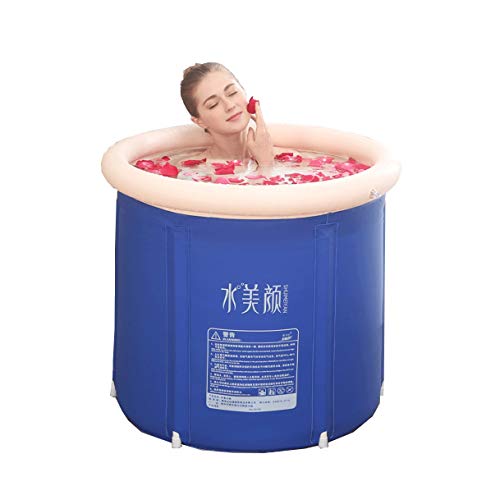 Inflatable Portable Bathtub, Blue Durable Soaking Bath Tub, Freestanding Inflatable Pool Bathroom Home Spa for Adult and Baby(with Air Pump) (Size : L)