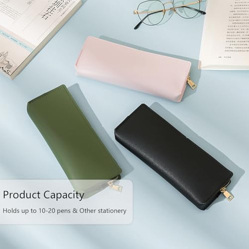 Image of Pencil Case Lightweight and Durable Ideal Pencil Pouch (Pink,Faux leather)