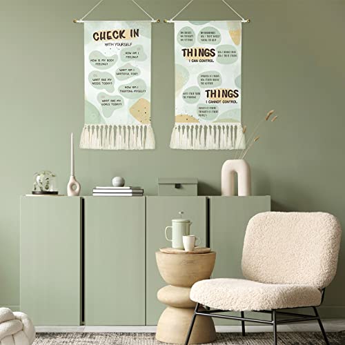 2 Pieces Mental Health Tapestry Positive Self Care Wall Art Canvas Therapy Anxiety Tapestry Counseling Office Decor Psychology Decor For Classroom School Motivation, 20 X 13 Inch (Forest Style) #TOP3