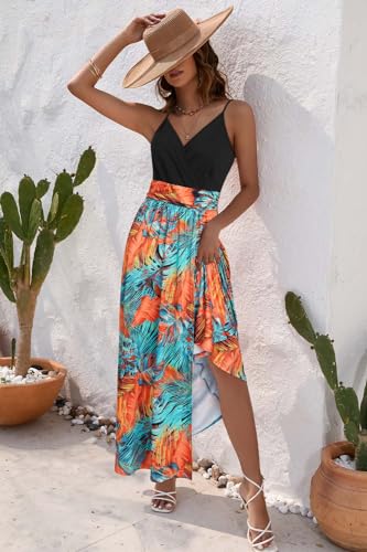 Image of Newshows Women's 2026 Lightweight Summer Wedding Guest Beach Vacation Casual V Neck Split Flowy Maxi Dress