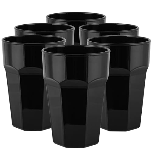 Trend For Home - Juego De 6 Vasos De Agua Y Cóctel De 425 Ml - Vaso Negro, Colorido, Gran Vaso De Café, Batido De Vaso Alto, Gigi Piano Black