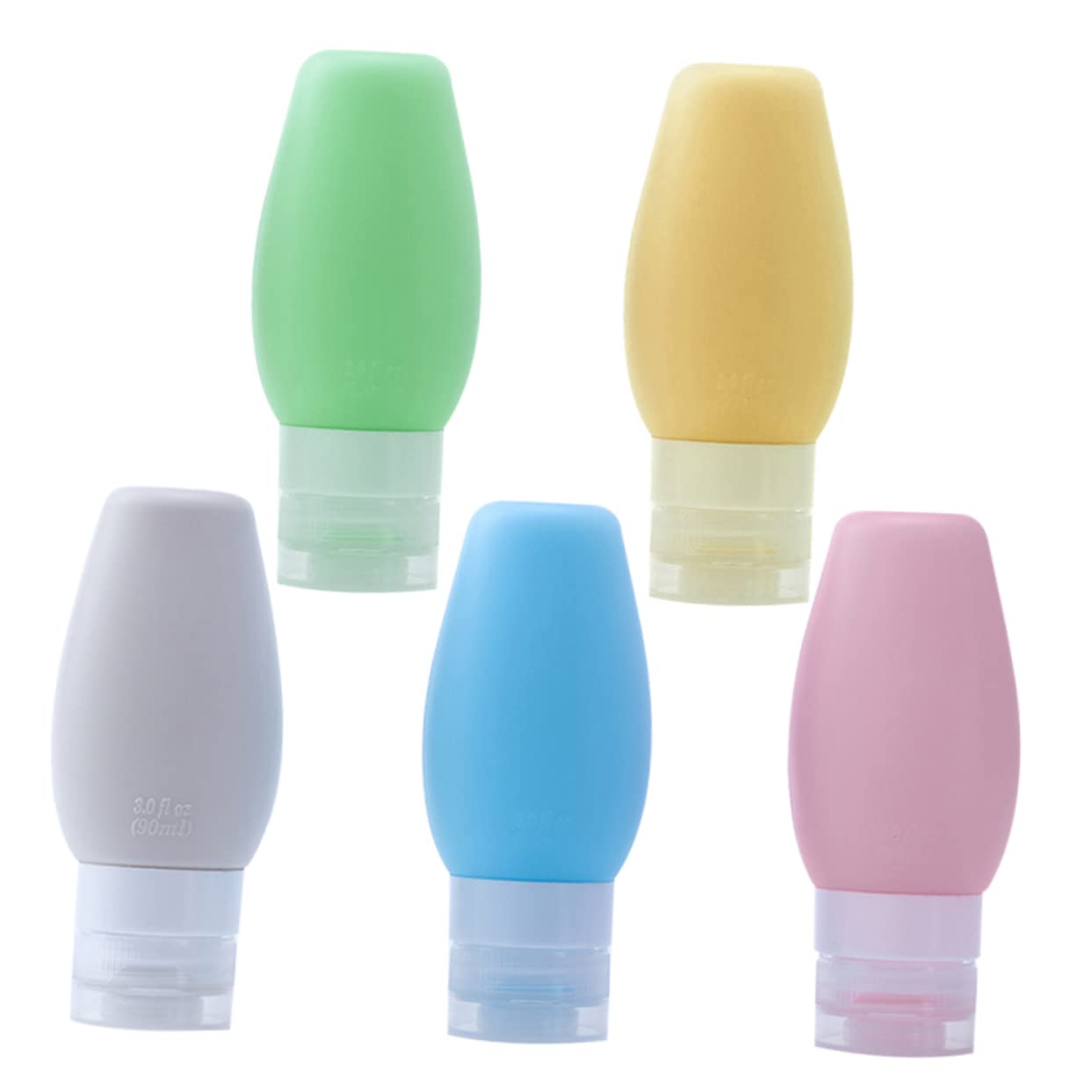 5pcs Portable Silicone Travel Bottles 90ml Refillable Lotion Shampoo Containers Leak-Proof Design for Travel and Outdoor Use