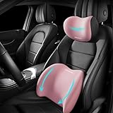 AZNZKEZHU 2025 Car Headrest & Lumbar Support Cushion, Car Lumbar Support Pillow and Neck Pillow Kit, Ergonomic Seat Headrest and Backseat for Neck Back Pain Relief(Pink)