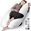 U-förmiges Schwangerschaftskissen Seitenschläferkissen Körperkissen Stillkissen Reißverschluss Body Pillow Lagerungskissen mit Bezug aus Baumwolle abnehmbar und waschbar（140x80cm,Baumwolle,Weiß）