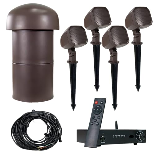 VOLT OHM 4.1 Outdoor Audio System with 4 Satellite Speakers, Subwoofer & Bluetooth Amplifier, Provides Coverage Up to 1300 Square Feet