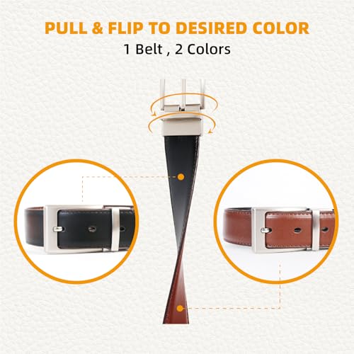 Reversible Mens Belt - 2 Styles in 1,Adjustable 1.25" for Dress Pants - Business Casual Gift3