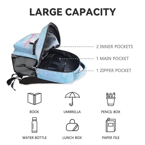 Custom Bunny Backpack for Girls Boys, 17 Inch Blue Backpacks for Kindergarten, Cute Durable Lightweight Bookbag for Kids, Student4