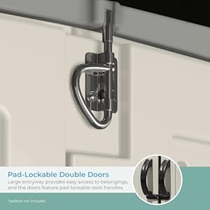 Suncast BMS6312D Everett 6 x 3 Heavy Duty Resin Outdoor Pad Lockable Double Doors and Windows All Weather Shed for Yard Storage Dove Gray