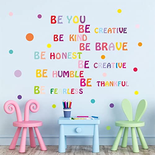 Inspirational Wall Decal Be Kind Wall Decal Be You Quotes Rainbow Motivational Lettering Quote Be Thankful, Be Brave,Be Creative Classroom Wall Decor Kids Girls Bedroom Decoration #TOP2