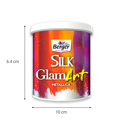 Image of Berger Silk GlamArt Metallica Gold Paint for Metallic Finish on walls & other surfaces | High Glossy Metallic| 200 ML