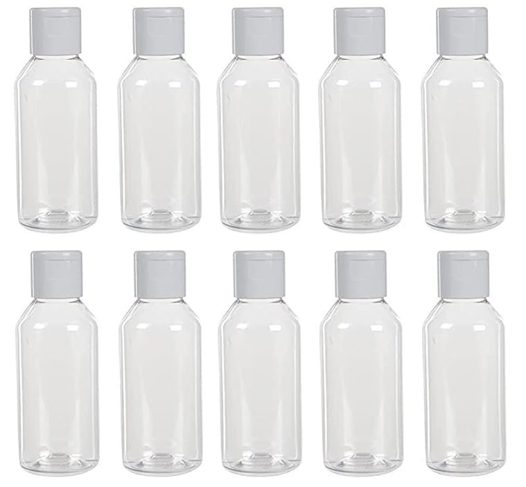 dinojames Empty Refillable Plastic Bottles, 100ml, Flip Top Cap, Travel Size, Pack of 10-image-19
